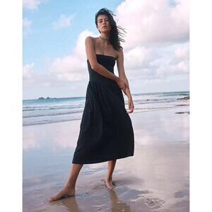 Free People Free-est Onda Drop-Waist Tube Midi Dress Strapless Black M 281512